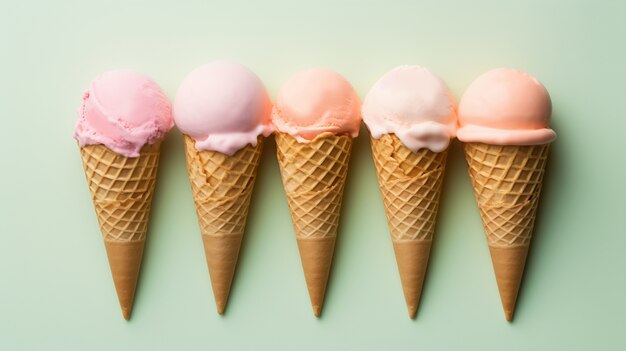 Top view delicious ice creams arrangement