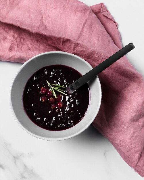 Top view delicious jam in bowl