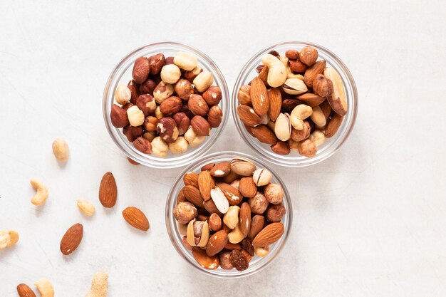 Top view of delicious nuts concept