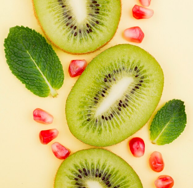 Top view delicious organic kiwi