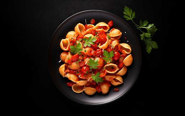 Top view delicious pasta arrangement