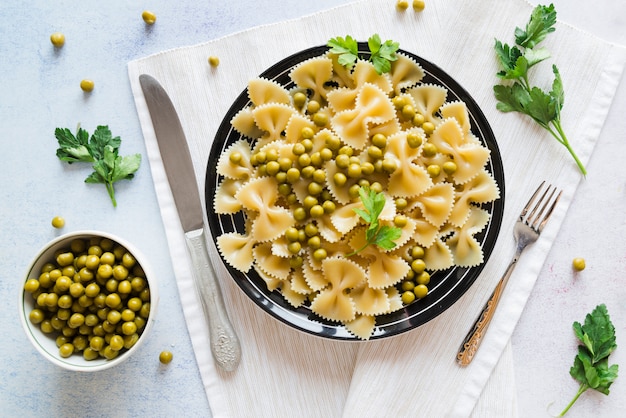 Top view delicious pasta dish