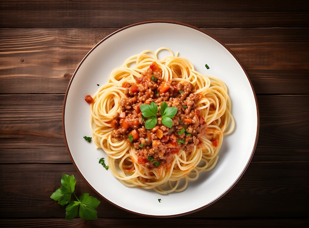 Free photo top view delicious pasta on plate