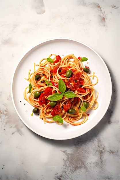 Foto gratuita vista dall'alto deliziosa pasta sul piatto