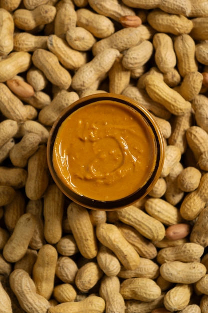 Top view delicious peanuts arrangement