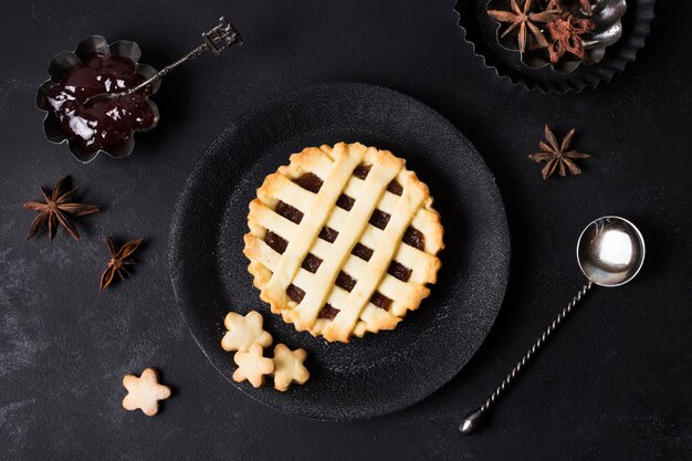 Top view delicious pie ready to be served