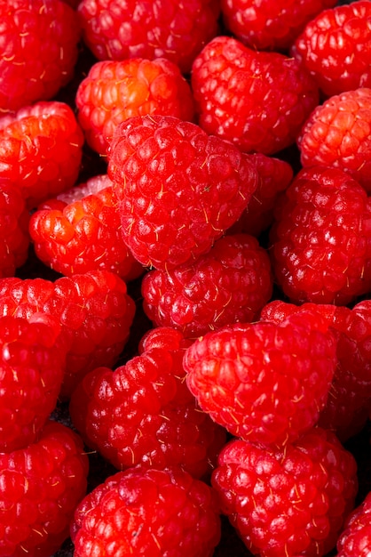 Top view delicious raspberries arrangement