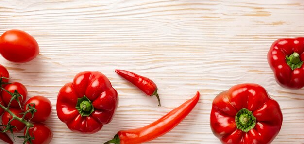 Top view delicious red vegetables frame