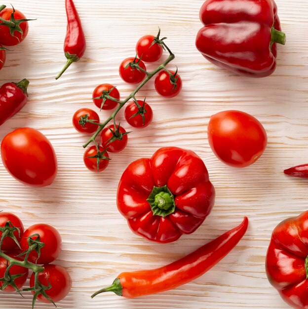 Top view delicious red vegetables