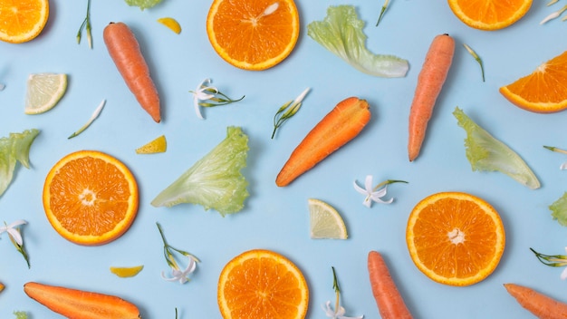 Foto gratuita vista dall'alto delizioso maturo produce arrangiamento