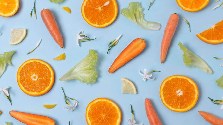 Free Photo top view delicious ripe produces arrangement