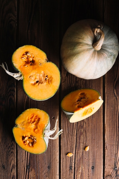 top view delicious slices of pumpkin