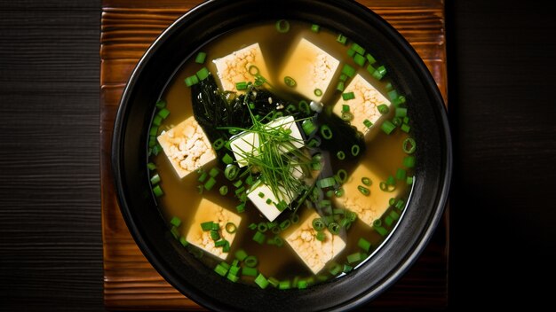 Top view delicious soup on table