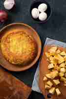 Free photo top view delicious spanish tortilla still life