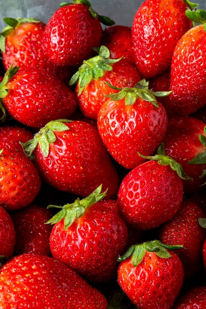Top view delicious strawberries arrangement