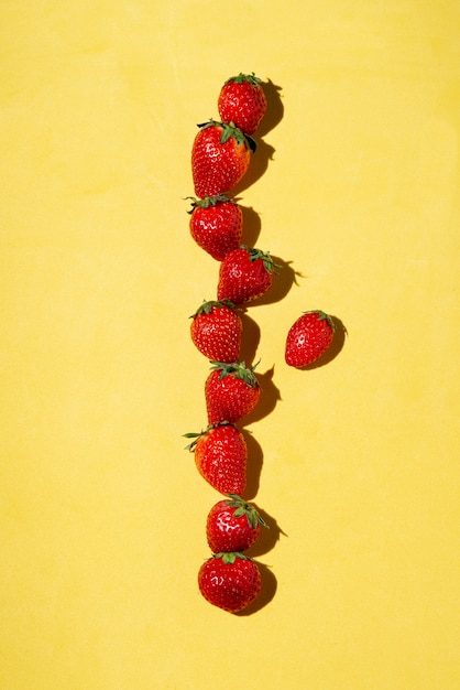 Top view delicious strawberries