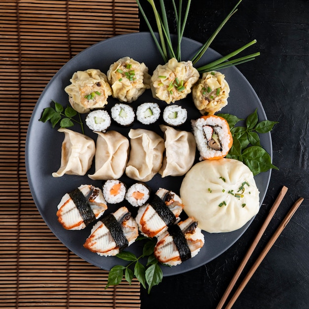 Top view of delicious sushi concept