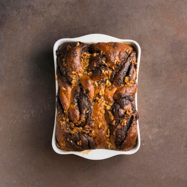 Top view of delicious sweet bread concept