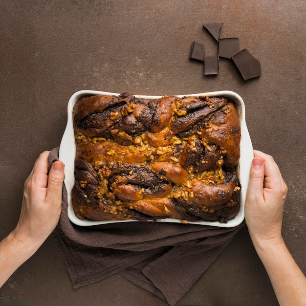 Top view of delicious sweet bread concept