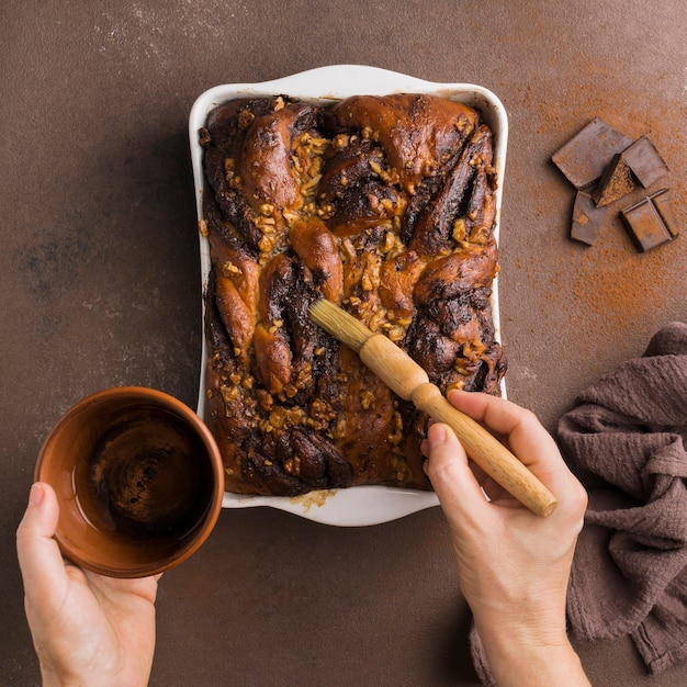 Top view of delicious sweet bread concept