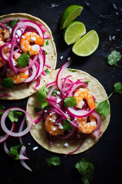 Top view delicious tacos arrangement