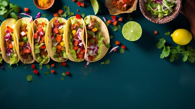 Top view delicious tacos arrangement