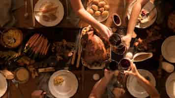 Free photo top view of delicious thanksgiving meal