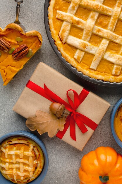 Top view of delicious thanksgiving pumpkin pie