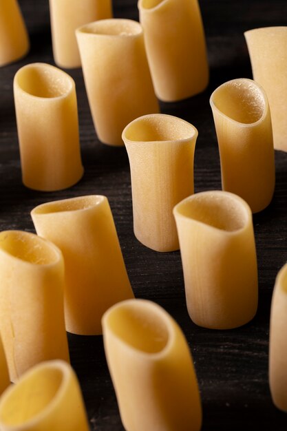 Top view on delicious uncooked pasta