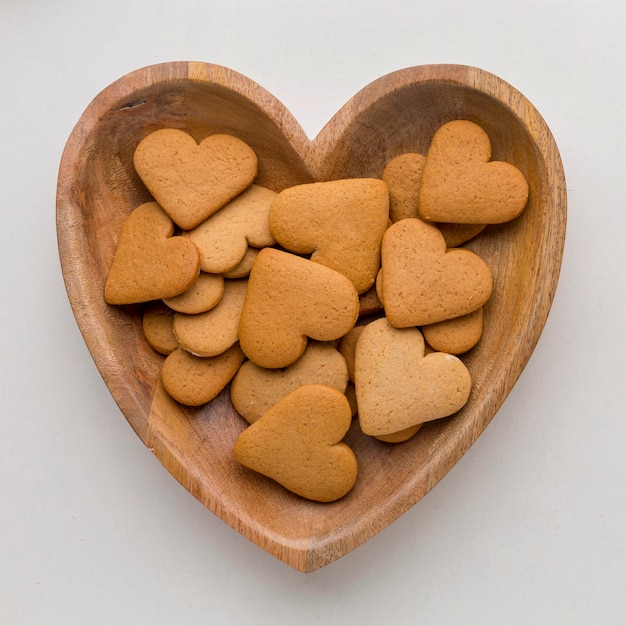 Top view of delicious valentine's day cookies