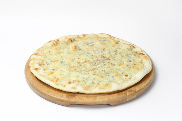 Top view of a delicious vegetarian pizza isolated