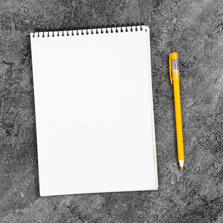 Free Photo top view desk concept with notebook