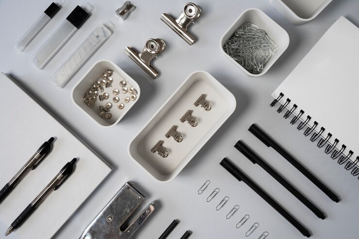 無料Photo トップビューデスク用品アレンジメント静物