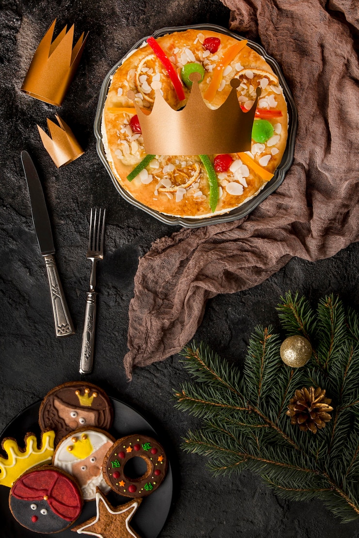 Free Photo top view dessert happy epiphany