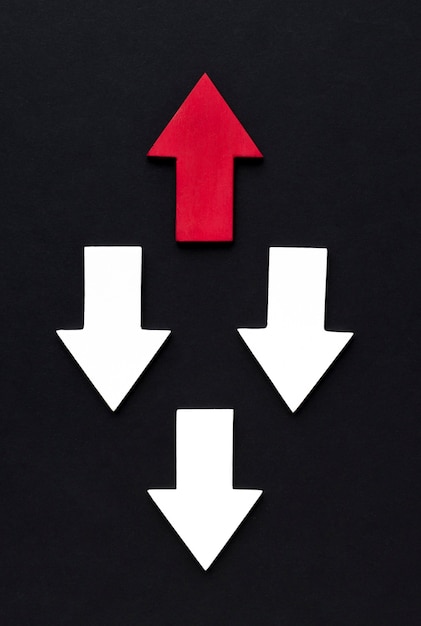 Top view of different arrows