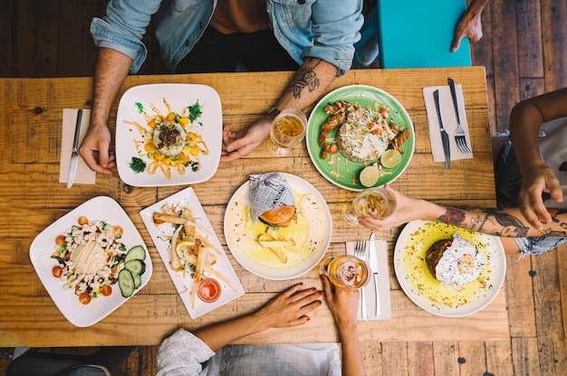 Top view of different dishes