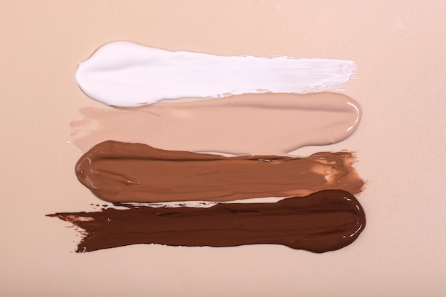 Top view different foundation shades