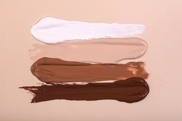 Top view different foundation shades