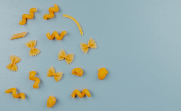 Free photo top view of different pasta