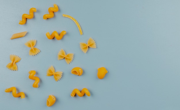 Top view of different pasta