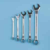 Free photo top view different types of wrenches