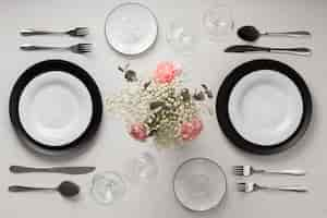 Free photo top view of dining table arrangement