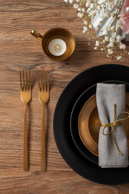 Top view of dining tables without food