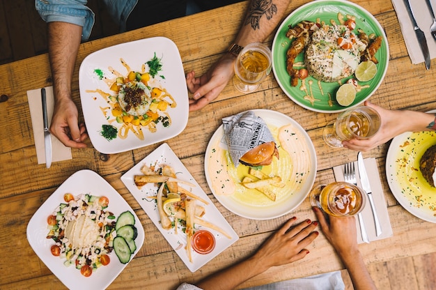 Free photo top view of dishes on table