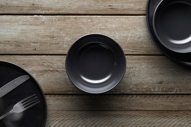 Top view of dishware with bowls