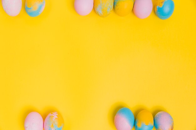 Top view easter background with copyspace