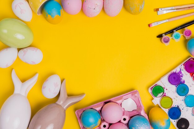 Top view easter background with copyspace