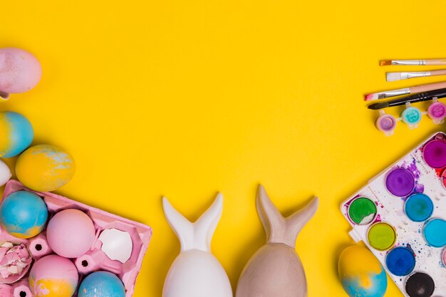 Top view easter background with copyspace