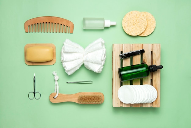 top view eco beauty supplies