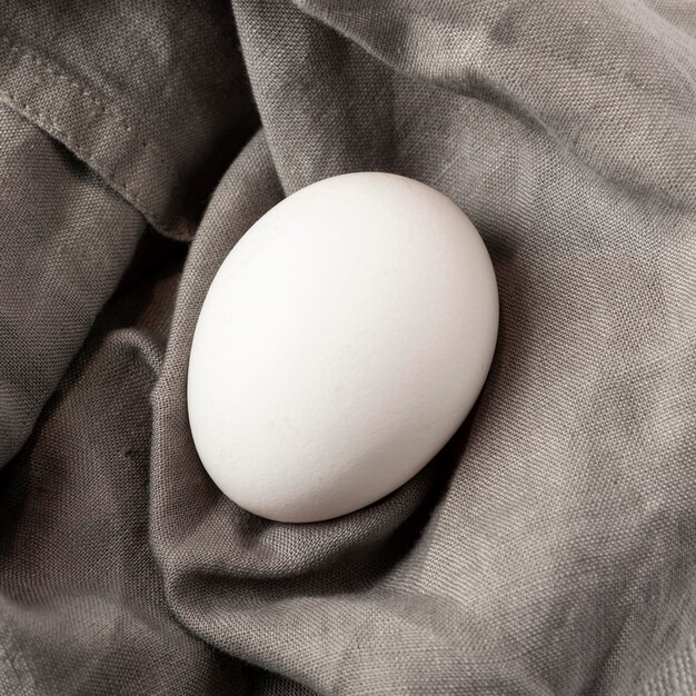 Top view egg on kitchen towel